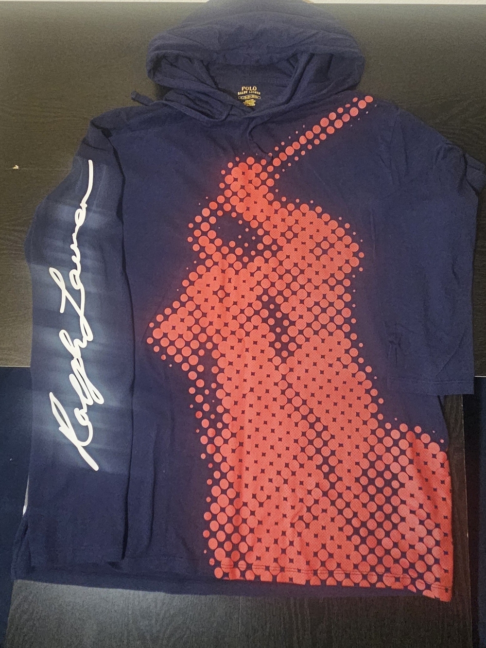Polo by Ralph Lauren Navy Hoodie with Large Red Polo Player Graphic